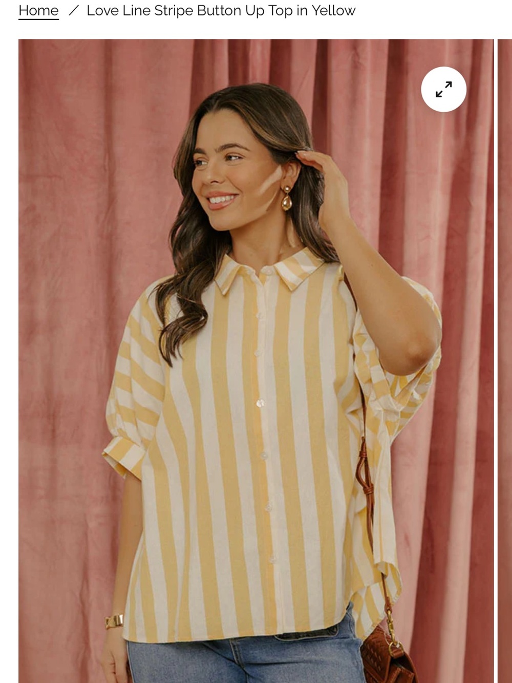 Love Line Stripe Button-Up Top in Yellow by